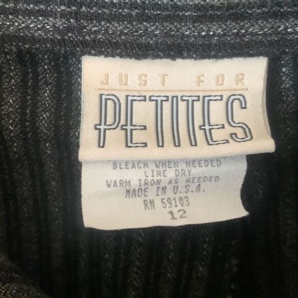 Pre Owned Women’s Just For Petites Pants Casual Sz 12 Black Gray Stripe Classic - Picture 9 of 11
